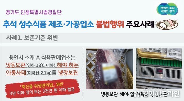 추석 성수식품 제조·가공·판매업체 불법행위 적발