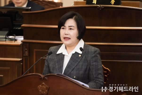 남양주시의회 박윤옥 의원이 294회 임시회에서 5분 자유발언을 하고 있다.