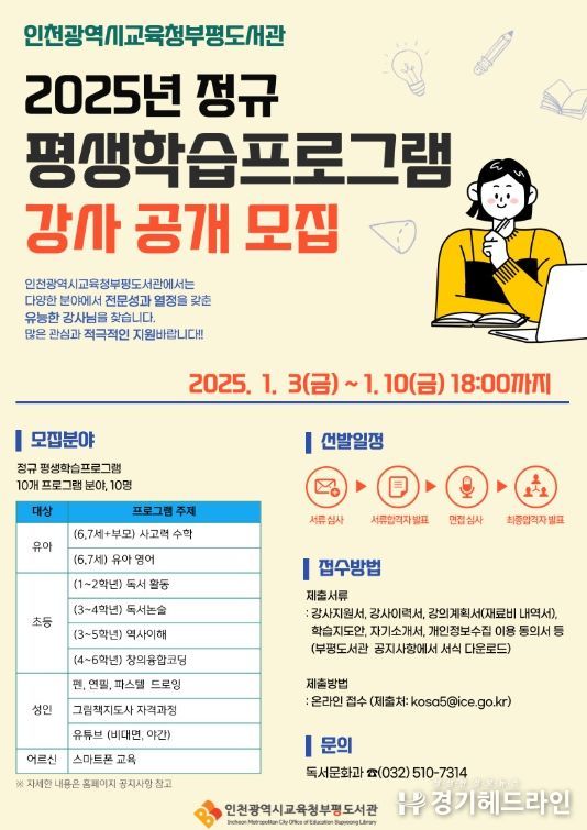 2025년정규 평생학습프로그램 강사 공개 모집