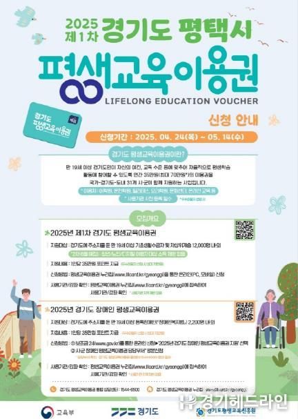 평택시, 2025년 평생교육이용권 지원사업 신청 접수