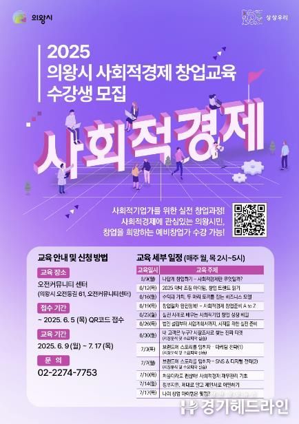 의왕시, ‘2025 사회적경제 창업교육’ 수강생 모집