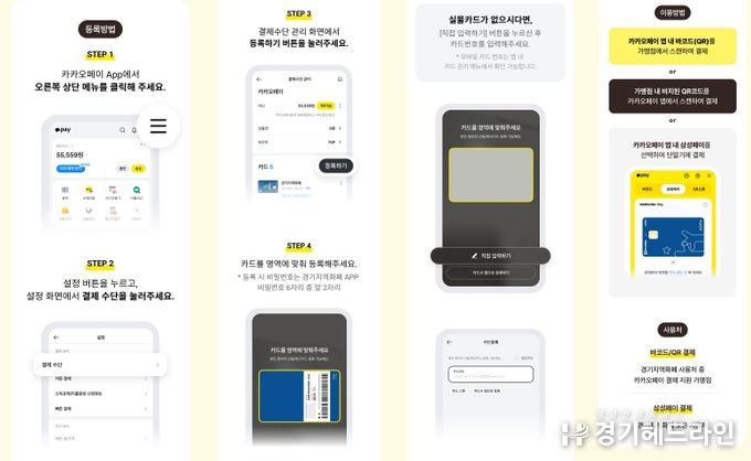 카카오페이 경기지역화폐 카드 등록 및 이용 방법