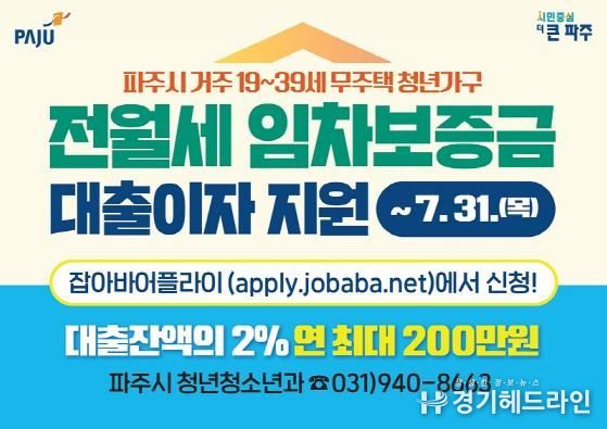 파주시, 2025년 하반기 전월세 임차보증금 대출이자 지원사업 접수 시작!