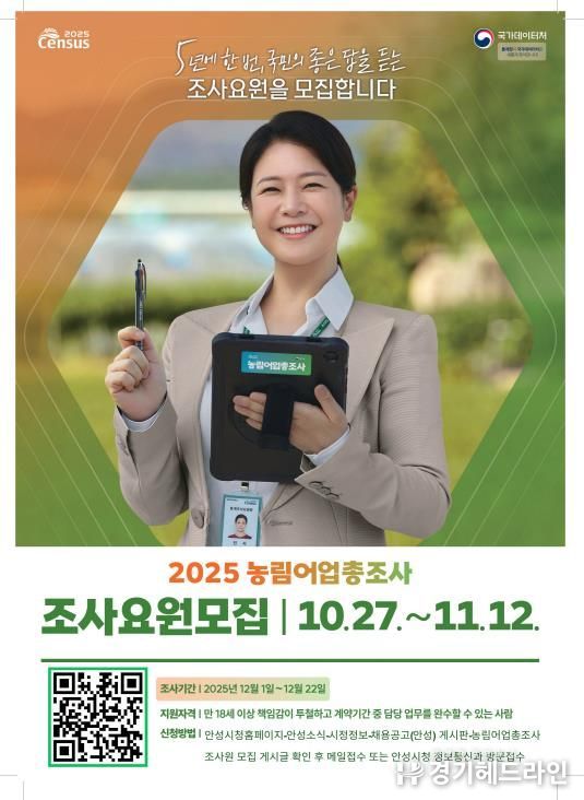 안성시, 2025 농림어업총조사 통계조사원 채용