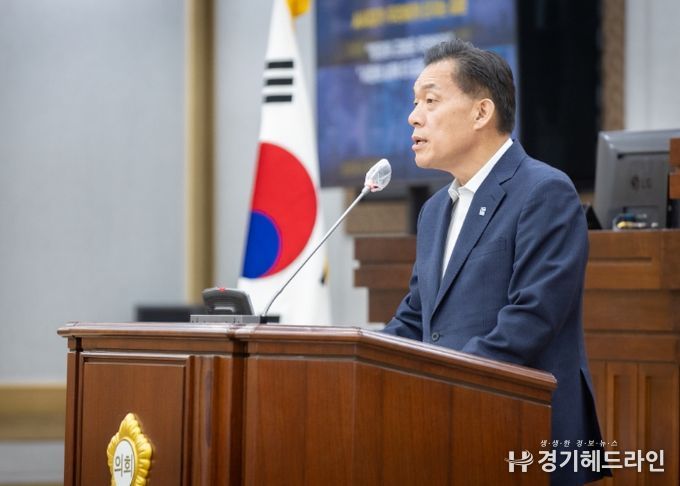 이재준 수원시장이 제397회 수원특례시의회 제2차 정례회에서 2026 시정연설을 하고 있다.