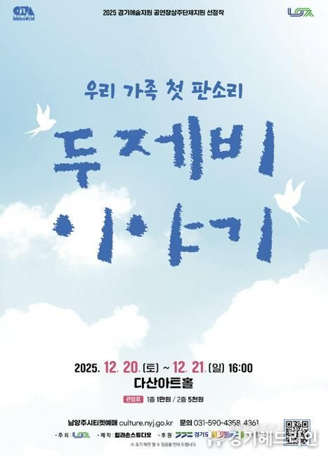 남양주시, 다산아트홀 상주단체 판소리 공연 ‘두 제비 이야기’ 선보여