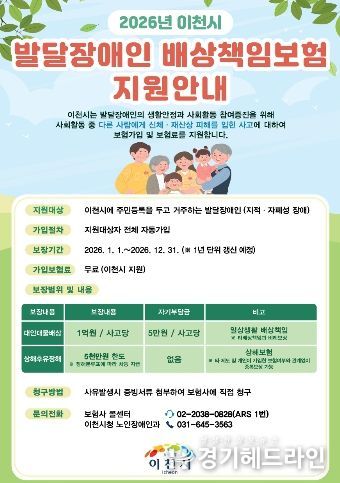 이천시, 발달장애인 배상책임보험 경기도 최초 시행