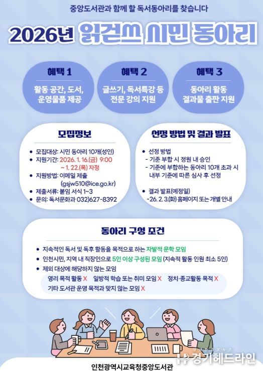 지역 독서문화 확산 위한 ‘시민 독서 동아리’ 모집