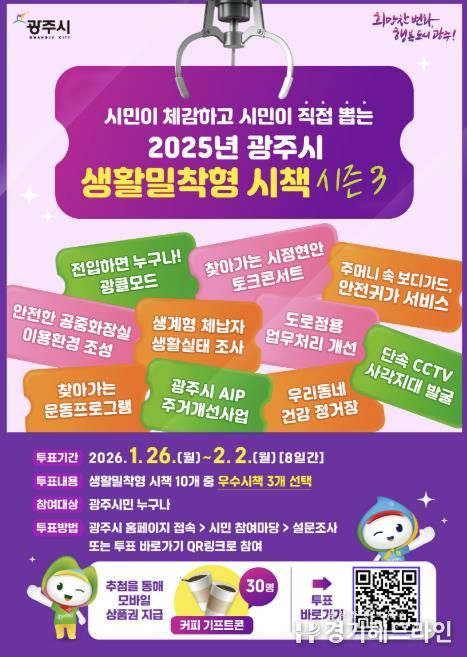 광주시, ‘2025년 생활밀착형 우수 시책’ 시민 온라인 투표 실시