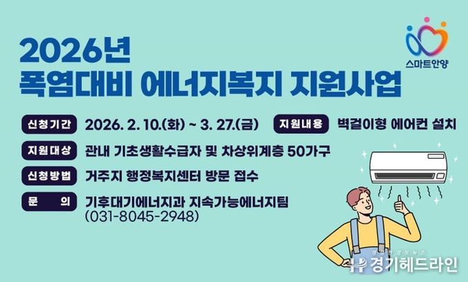 안양시, 저소득 가구 ‘에어컨 설치’ 지원…내달 27일까지 신청 가능