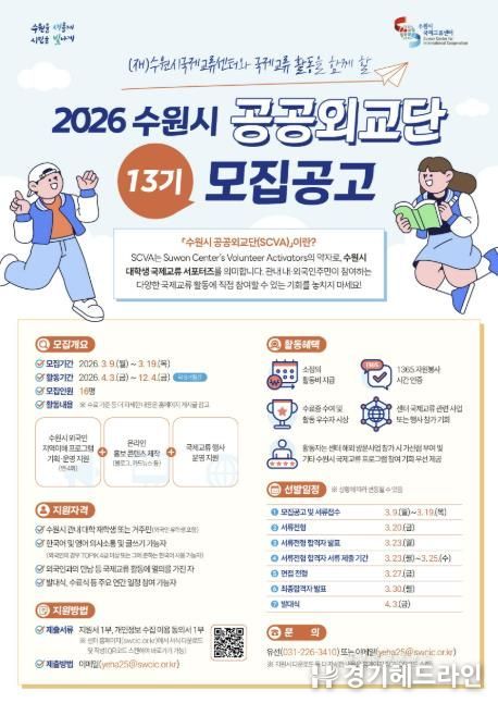 2026 수원시 공공외교단(SCVA) 13기 모집 웹포스터