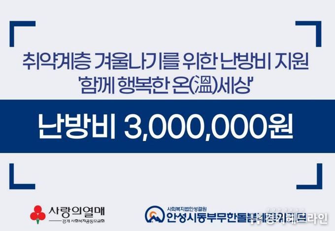 안성시동부무한돌봄네트워크팀, 취약계층 겨울나기를 위한 난방비 지원