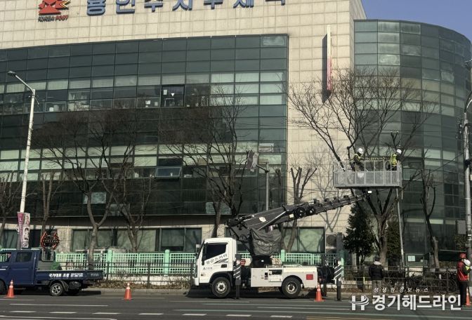 용인특례시 수지구 봄철 가로수 정비 모습