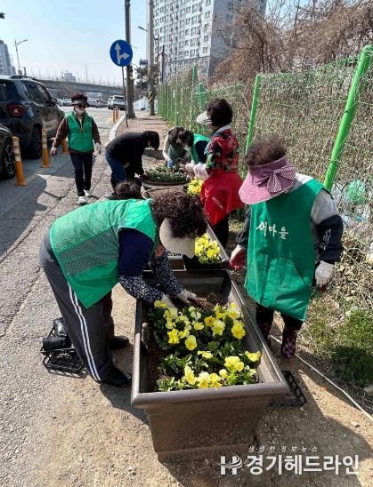 신장2동 새마을부녀회, 봄꽃으로 화사한 거리 조성