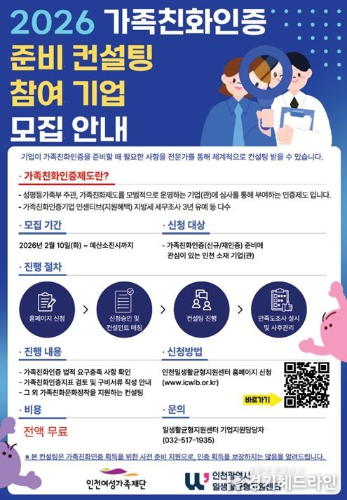2026 가족친화인증 준비 컨설팅 참여 기업 모집 안내문